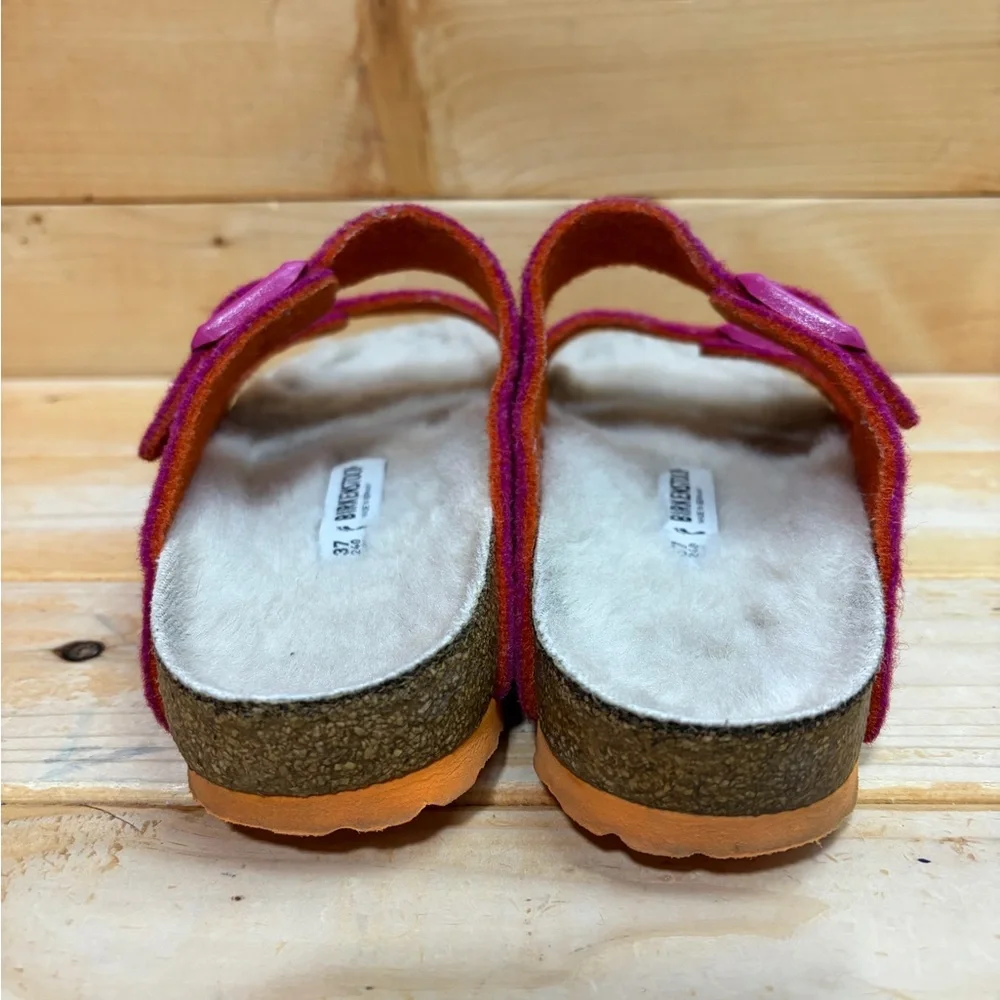 Birkenstock Arizona - Wool felt - shearling pink orange - Euro 37 - Picture 5 of 7